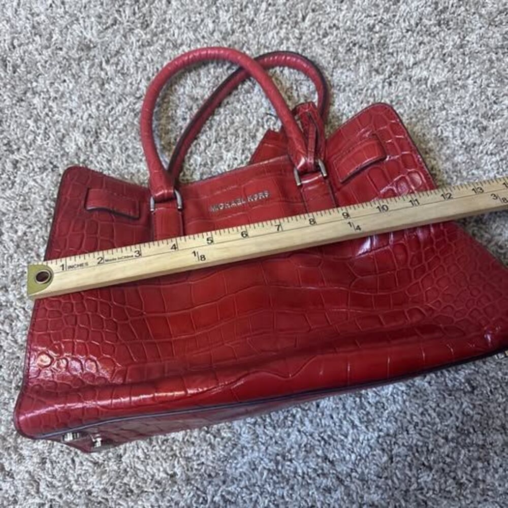 Michael Kors Tote Shoulderbag Dillon Crocodile Red Leather Removable Strap Y2K - Picture 10 of 10